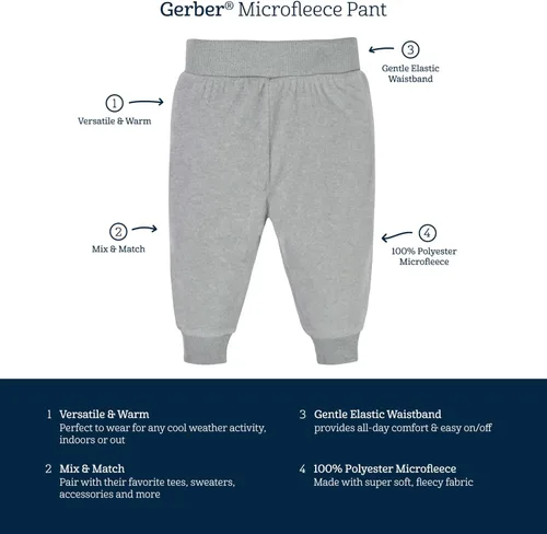 Vista 6 de Gerber Baby Boys' 4-Pack Microfleece Pants