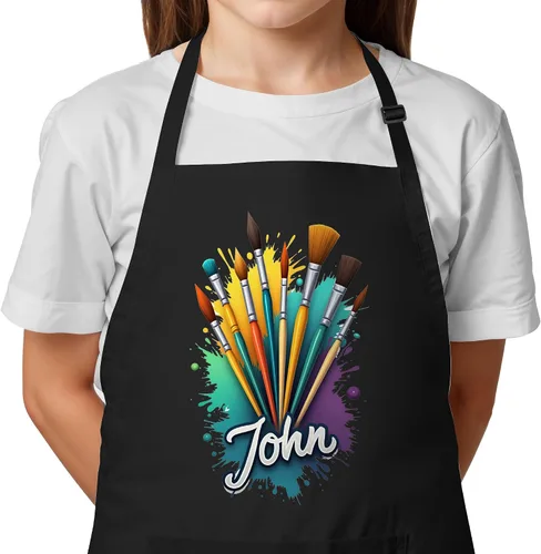 Vista 9 de Delantal para niños con nombre personalizado, ideal para pintar y manualidades, regalo de Navidad unisex para niños y niñas, relleno perfecto