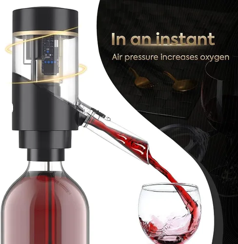Vista 3 de Aireador eléctrico de vino, bomba dispensadora de vino, vertedor automático de vino, decantador de vino instantáneo, oxigenador de vino de un toque