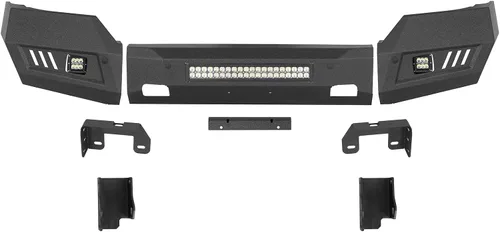 Vista 9 de Hooke Road Silverado Parachoques Delantero de Ancho Completo de Acero Parachoques Todoterreno con Luces LED para Camionetas Pickup Chevy Silverado