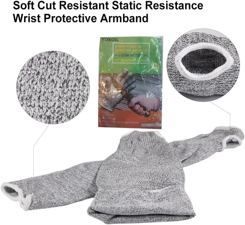 Vista 5 de Yosoo Mangas resistentes a cortes, protección de nivel 5, mangas protectoras de brazo resistentes a cortes con orificio para el pulgar, 1 par, 18