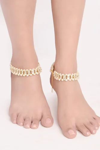 Vista 4 de Efulgenz Indian Jewelry Boho Crystal Anklets Barefoot Sandals Ankle Bracelet Payal Anklet Set