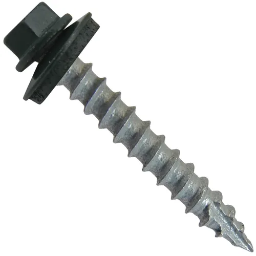 Vista 211 de TORNILLOS PARA TECHOS DE METAL #14: (250) Tornillos x 1" ABC GRIS Tornillo para techo de chapa metálica con cabeza hexagonal y arandela.
