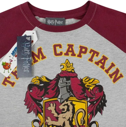 Vista 6 de Harry Potter Camiseta Quidditch Team Captain Girl Raglan Niños Gris Top