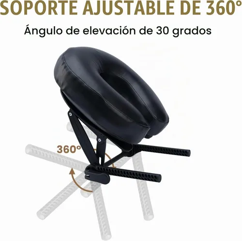 Vista 3 de Cuna de masaje facial con cojín para mesa de masaje y reposacabezas Negro