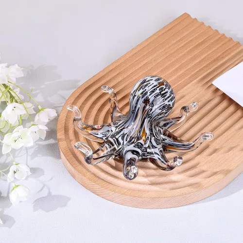 Vista 5 de LCCCK Estatua de pulpo de cristal para decoración del hogar, decoración de vidrio soplado a mano, escultura de pulpo, escritorio de oficina de arte