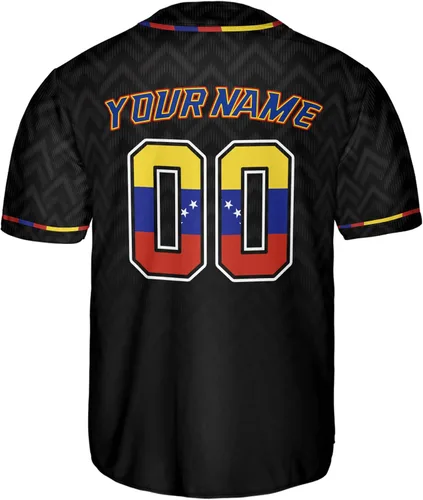 Vista 4 de Camiseta de béisbol personalizada de Venezuela para hombres, camiseta de béisbol personalizada de Venezuela, camiseta de fútbol de Venezuela