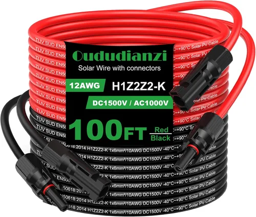 Vista 11 de Oududianzi Cable de extensión solar de 10 pies, cable solar de 10 AWG, cable fotovoltaico de cobre estañado de calibre 10, cables y conectores