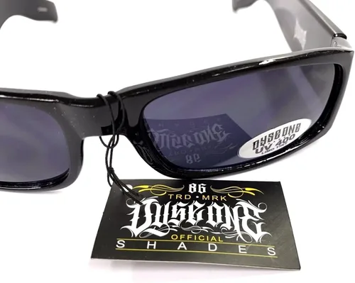 Vista 7 de Dyse One Sombras American Indian Arrow Negro Gafas De Sol California Lowrider Style, Marcos negros lente de tinte limusina negra.