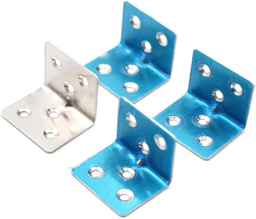 Vista 3 de 20 piezas de acero inoxidable resistente para muebles de gabinete de gabinete soporte de esquina soporte ángulo L soporte con tornillos