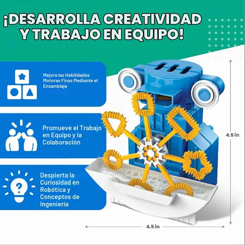 Vista 9 de 4M KidzRobotix - Robot de Burbujas - Construye un Robot de Máquina Automática de Burbujas, Inspira el Aprendizaje STEM, Aumenta la Creatividad