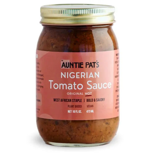 Vista 11 de Auntie Pat's - Salsa de tomate nigeriana- Vegana, estofado nigeriano, bajo en carbohidratos, arroz Jollof, ingredientes limpios, apto para dieta