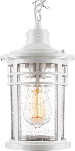 Vista 12 de Darkaway Luces Colgantes para Exteriores para Porche, Candelabro para Exteriores Luces Colgantes para Porche Montaje en Techo de Aluminio con Vidrio