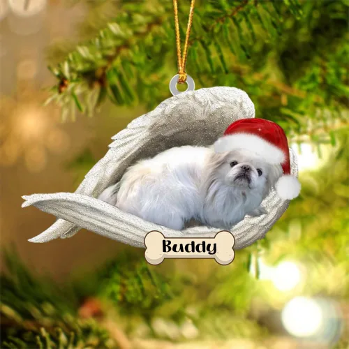 Vista 47 de Afghan Hounds - Adorno de Navidad con alas de ángel durmiente, recuerdo personalizado para perros 2024, adorno de forma acrílica, regalos