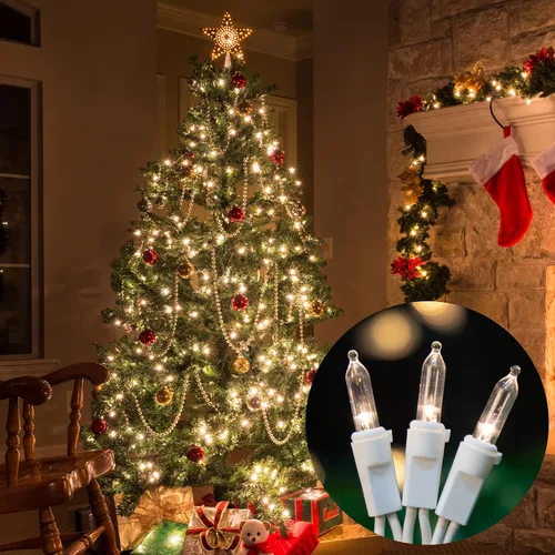 Vista 5 de LAMPHOME 100 Mini Luces LED Cuenta Blanco Cálido - Luces de Cadena - 21.6 Pies Luces LED de Navidad, Mini Luces LED para Exteriores Hogar Fiestas