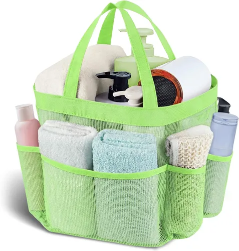 Vista 12 de Attmu Organizador de ducha de malla portátil, de secado rápido, bolsa de ducha colgante para dormitorio universitario, artículos esenciales de gran
