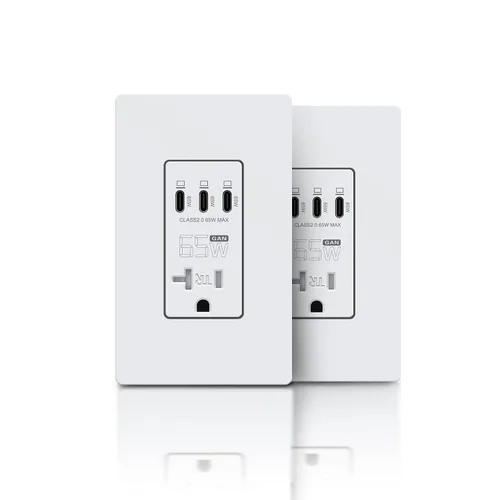 Vista 12 de TOPELER Tomacorriente USB de pared negra, tomacorriente USB de carga ultrarrápida GaN de 65W para laptop, receptáculo resistente a manipulaciones