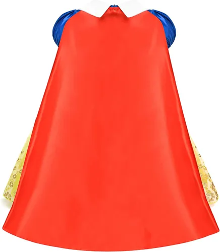 Vista 3 de Avady Disfraz de blanco nieve para niñas, disfraz de princesa para fiesta familiar, disfraz de Halloween con capa