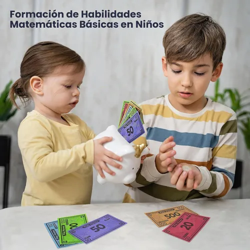Vista 4 de Queensell Dinero de juego adecuado para juegos de mesa Monopoly – 480 piezas de 60 billetes de cada denominación – Papel de impresión de doble cara