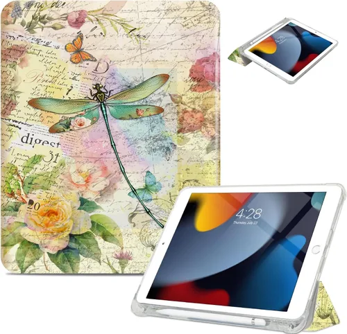 Vista 13 de Vimorco Funda para iPad de 5ª/6ª generación de 9.7 pulgadas 2017/2018, para iPad Air 1/2 2013/2014, soporte para lápiz, 2 soportes de visión