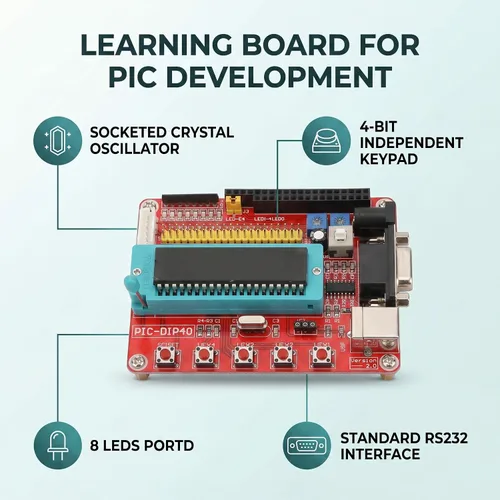 Vista 6 de Tablero de desarrollo de aprendizaje, tablero de aprendizaje del microcontrolador PIC16F877A con el interfaz RS232