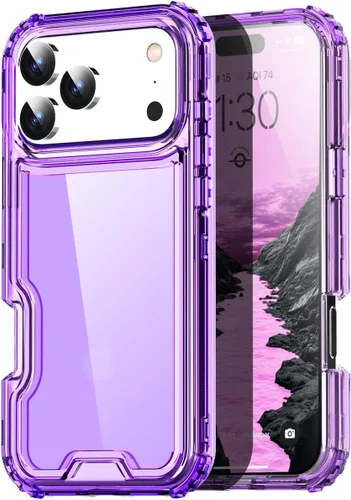 Vista 10 de AICase para iPhone 17 Transparente, Resistente Duradera de 3 Capas de Cristal Transparente [No amarillea]