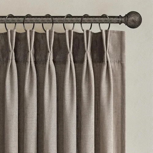 Vista 19 de Topfinel 2 paneles de cortinas plisadas de lino beige y blanco de 63 pulgadas de largo, para dormitorio y sala de estar, cortinas semitransparentes