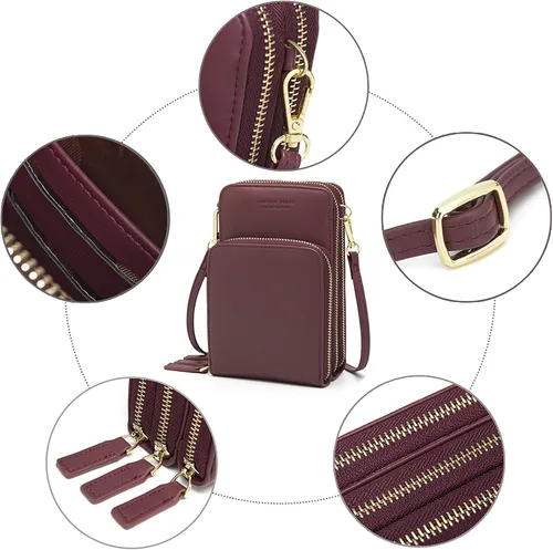 Vista 5 de Bolso chico en bandolera de mujer para celular minicartera tarjetera monedero de manohombro