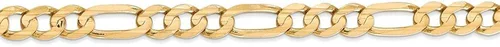Vista 2 de Collar de cadena Figaro abierto cóncavo de oro amarillo macizo de 14 quilates de 0.236in, con cierre de mosquetón seguro, Metal