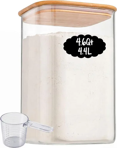 Vista 11 de 37oz 4PCS Frascos de almacenamiento de vidrio con tapas, tarros de vidrio con tapas para despensa, recipiente cuadrado para galletas, nueces