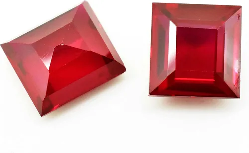 Vista 6 de Ramagems - Piedra preciosa suelta de rubí rojo natural para hacer joyas, corte rectangular, de 7 a 8 unidades cada par, piedra preciosa de rubí