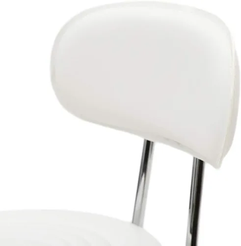 Vista 6 de Taburete con ruedas y respaldo blanco de dibujo con ruedas, taburete giratorio ajustable para salón