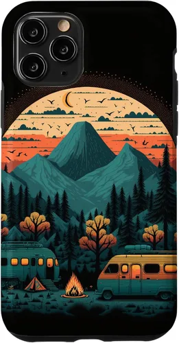 Vista 28 de Funda para iPhone 11 Pro Max Sunset Mountains & Trees para campistas