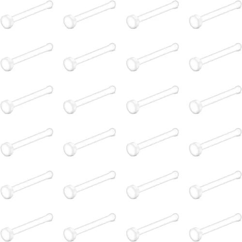 Vista 3 de Briana Williams 40 piezas 48 piezas Anillos de nariz transparentes de 20 g para trabajo Anillos de nariz de plástico para cirugía Retenedor flexible
