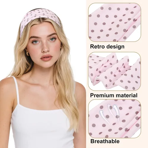 Vista 3 de TERSE Diademas para mujer, bandas de pelo de lunares de moda para yoga, entrenamiento, todos los días, bandas anchas y gruesas para la cabeza