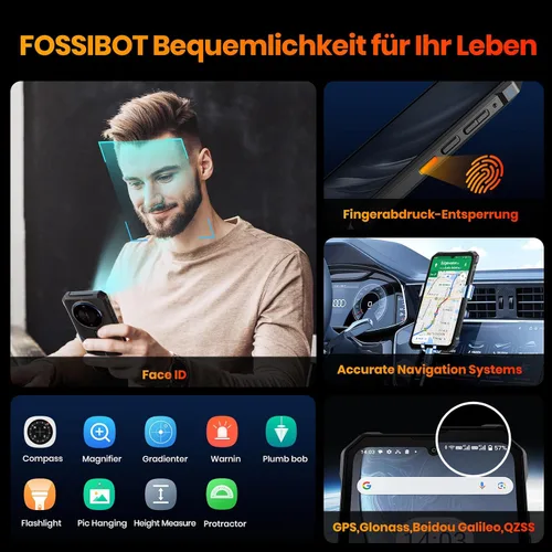 Vista 7 de FOSSIBOT Batería resistente del teléfono F125 10300mAh, pantalla 6.745HD+ Negro