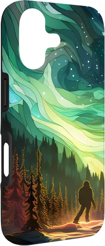 Vista 3 de Bigfoot Sasquatch Forest Northern Lights Starry Sky Case for iPhone 17