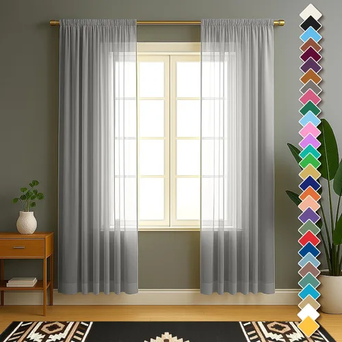Vista 30 de YHSF Cortinas traslúcidas – Juego de 2 paneles para decoración del hogar – Elegantes cortinas de gasa sólida con bolsillo para barra