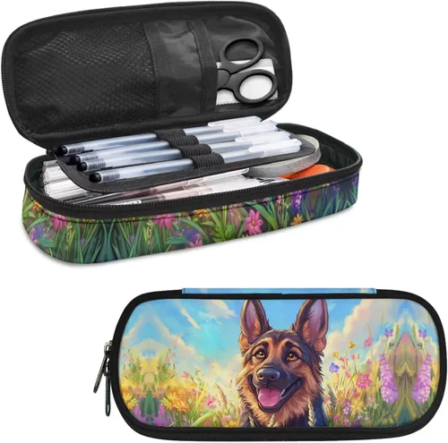 Vista 24 de Estuche para lápices de caballo con bandera estadounidense para adultos y niños, bolsa de lápices estética de gran capacidad, portalápices portátil
