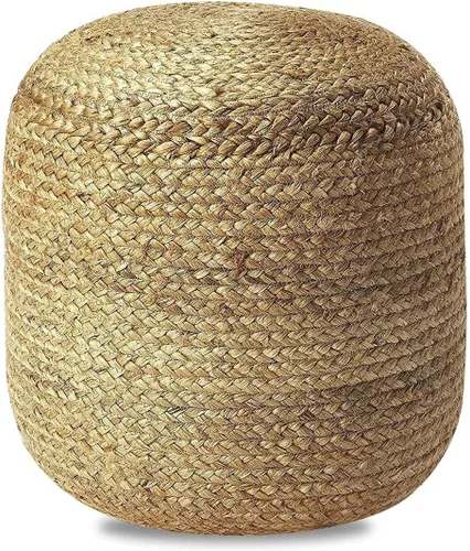 Vista 10 de FRELISH DECOR Puf redondo otomano tejido a mano 100% algodón, taburete de pie, puf de punto, silla de piso para sala de estar y dormitorio