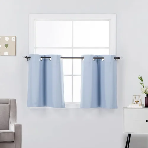 Vista 16 de Diamond Home Linens 2 paneles de cortinas opacas cortas con aislamiento térmico de 24 pulgadas de largo para oscurecer la habitación de la cocina