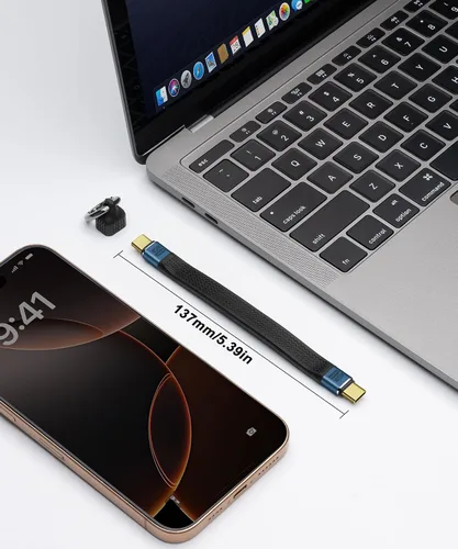 Vista 7 de Cable corto USB-C macho a macho OTG USB4 compatible con Thunderbolt 4/3, compatible con carga PD de 240 W, transferencia de datos de 40 Gbps y video