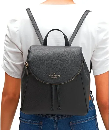 Vista 2 de Kate SPADE LEILA - Mochila mediana con solapa de cuero suave negro Negro - Cordón