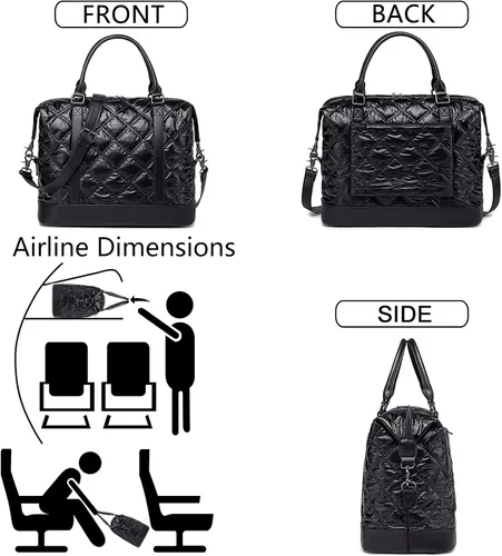 Vista 6 de LEDAOU Bolsa de viaje de fin de semana para mujer y mujer, bolsa de lona con funda de equipaje