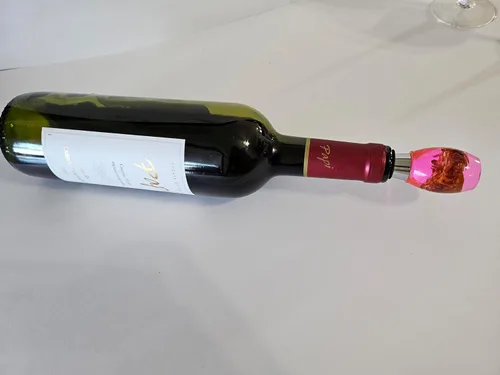 Vista 6 de tapon de botella de vino protector de vino (rojo con flor)
