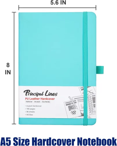 Vista 2 de Paquete de 12 cuadernos rayados, cuadernos A5 de tapa dura de 192 páginas, diario de papel grueso de 100 GSM, 8.3 x 5.7 pulgadas, diarios
