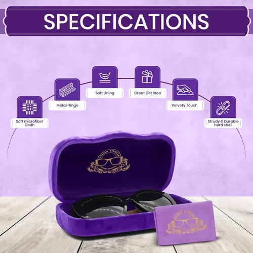 Vista 5 de Estuche rígido para gafas Funda protectora de terciopelo para gafas Estuche para gafas de sol con paño de limpieza