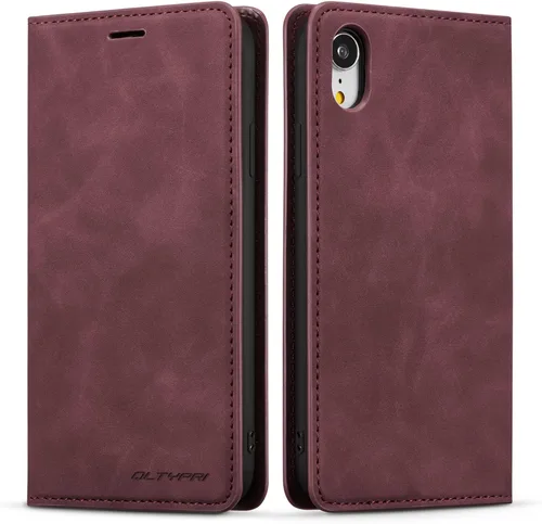 Vista 20 de QLTYPRI Funda tipo cartera para iPhone XR, 3 tarjeteros, color azul