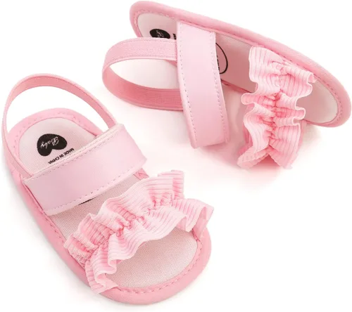 Vista 4 de Sandalias de verano para bebés, niños y niñas, para fiesta, boda, vestido de boda, zapatos planos para recién nacidos, zapatos de cuna para primeros