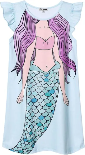 Vista 18 de Camisón de princesa para niñas, vestido de pijama de algodón con mangas de unicornio y gato